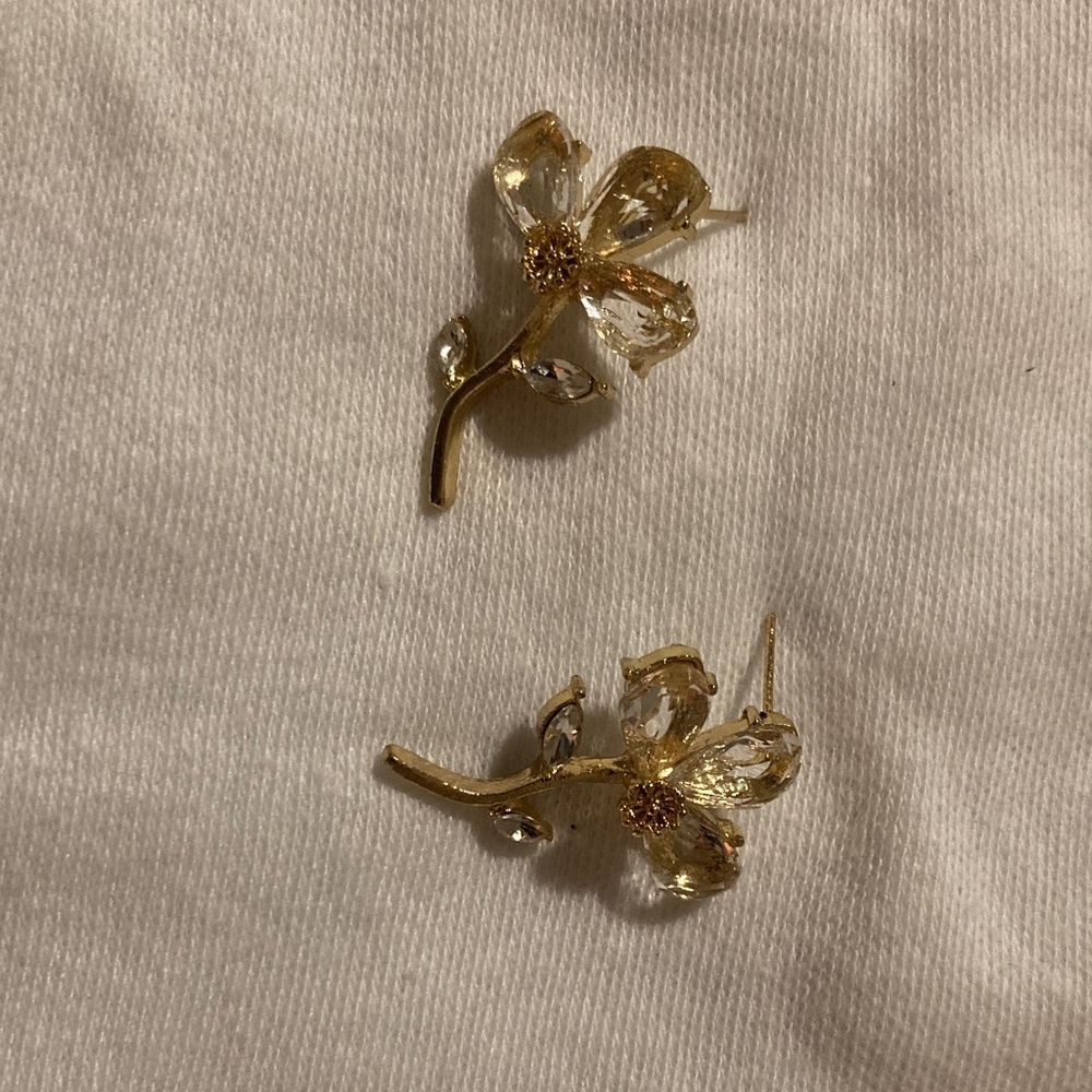 Elegant Gold and Silver Floral Earrings
